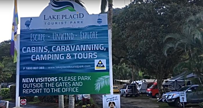 Lake Placid Tourist Park sign