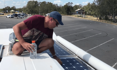 cleaning the solar panels-