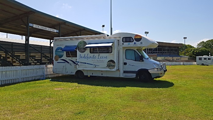 Parked up at the Lawnton Showgrounds Camping area on the oval