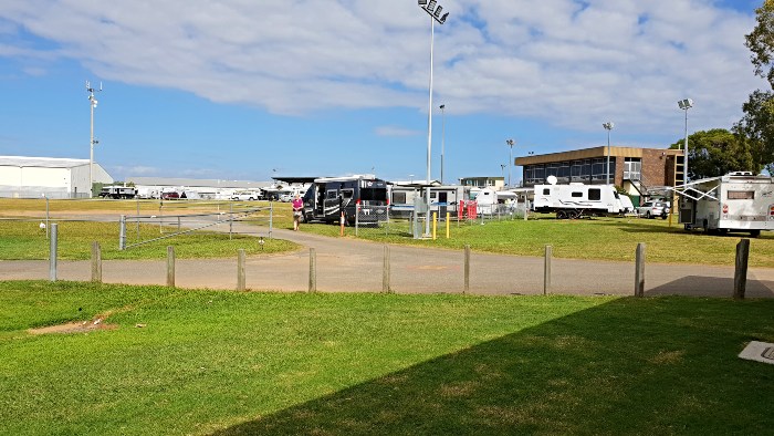 View of the oval from the Camp Kitchen at the Lawnton Showgrounds Camping area