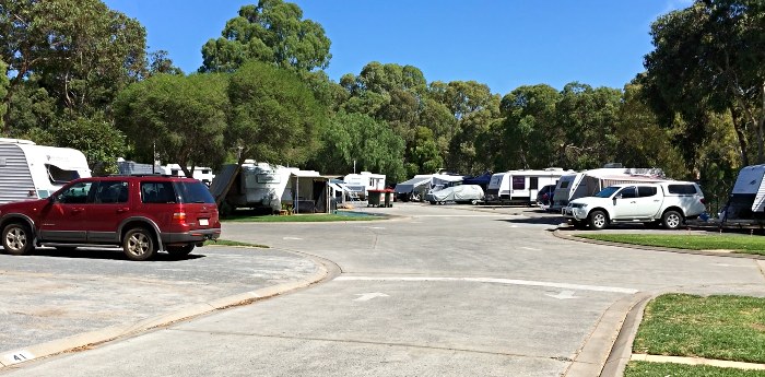 Campsites at the Windsor Gardens Caravan Park Adelaide