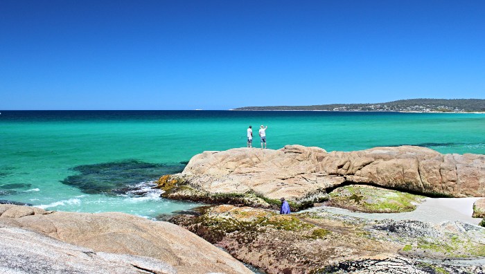 Spectacular Turquoise waters at Swimcart Beach Bay of Fires Camping Area