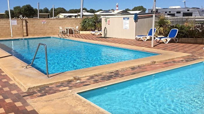 The pool at the Belair Gardens Caravan Park in Geraldton WA