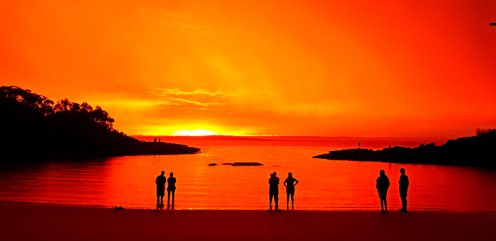 Brilliant red sunset at Honeymoon Bay