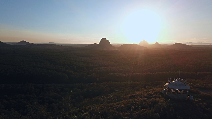 Watching the sun go down over the Glasshouse Mountains