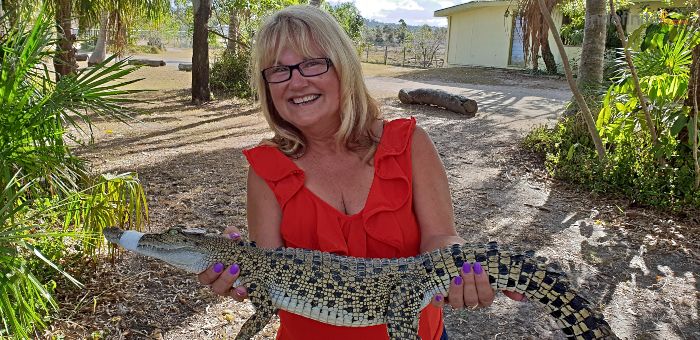First time holding a crocodile for Adele - 10 Awesome things to see and do in Yeppoon