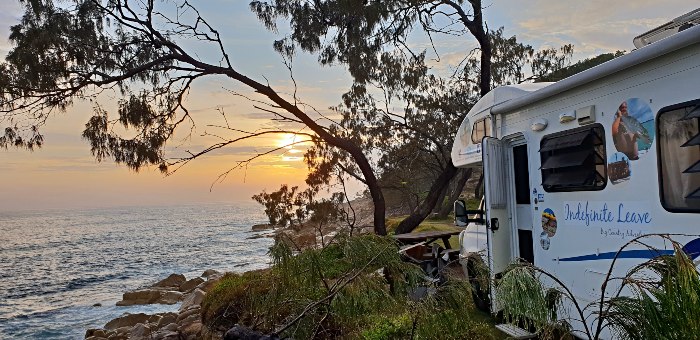 Sunrise from we were camping in the Trial Bay Gaol Campground overflow area