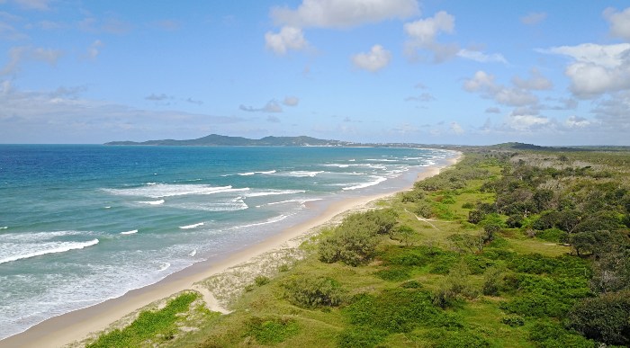 Aerial view of Noosa North Shore from Noosa North Shore Beachfront Campground