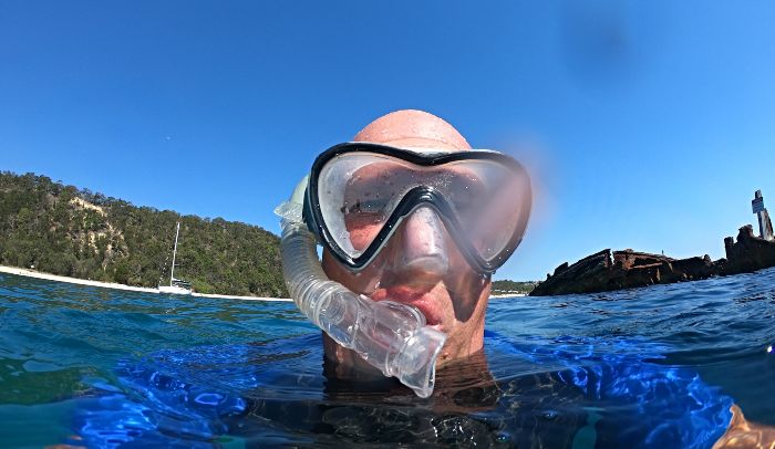Kev snorkeling Tangalooma Wrecks