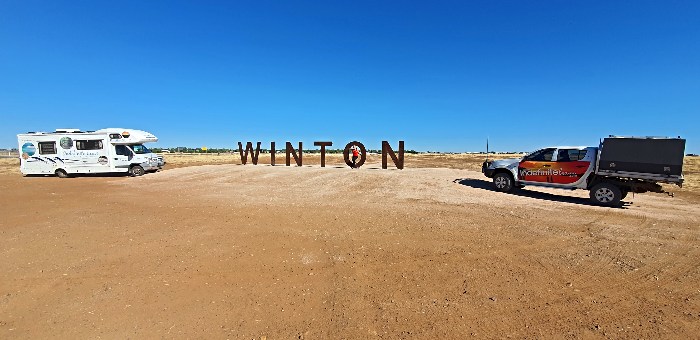 Stopped at the Winton Sign