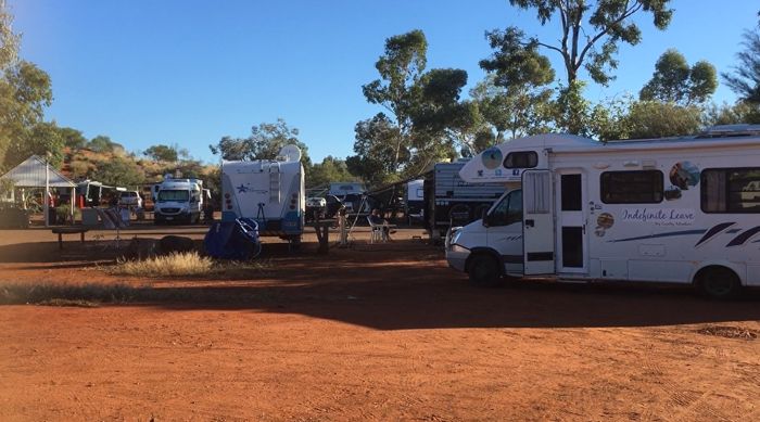 Visiting friends at the Ayers Rock Resort Campground