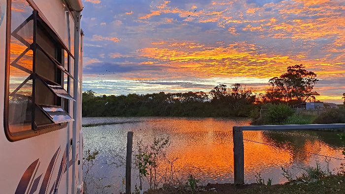 Toowoomba Showgrounds sunset over the lake
