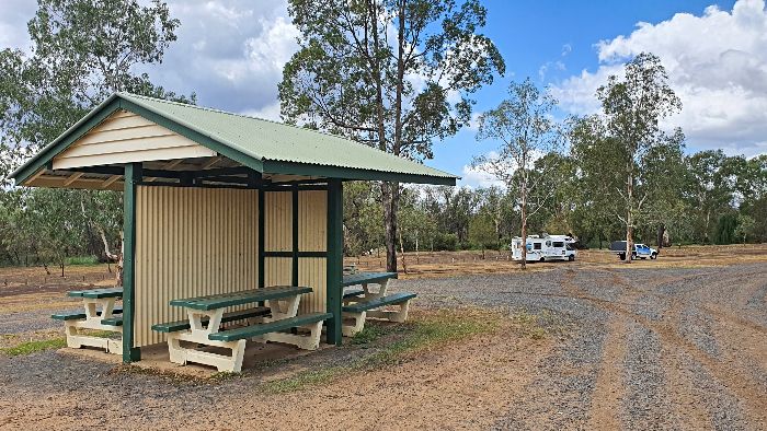 Bowenville Reserve Camping Facilities include sheltered picnic tables